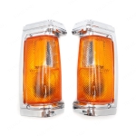 Pair Chrome Corner Indicator Lamp Light 